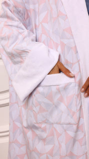 Winter Bisht - Pastel Geometric White