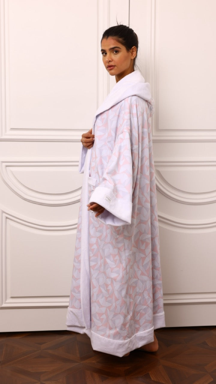 Winter Bisht - Pastel Geometric White