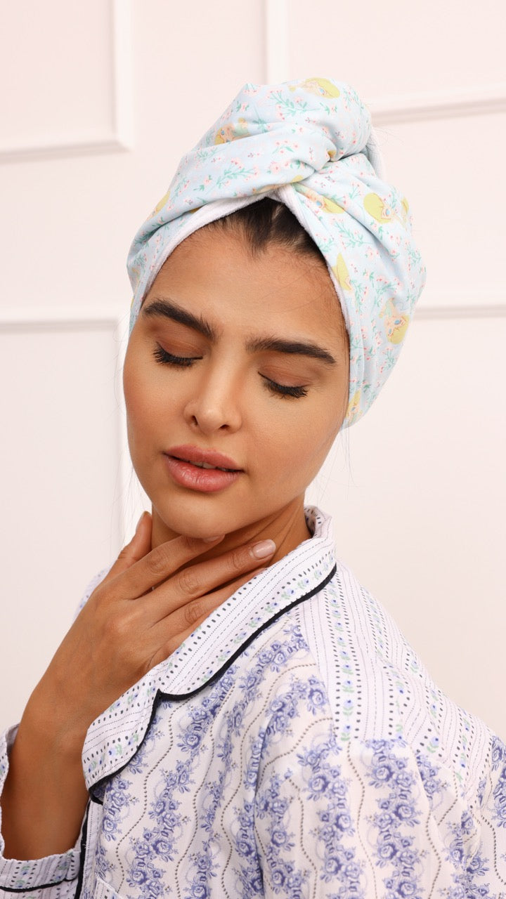 Hair Towel - Blue Tinkerbell