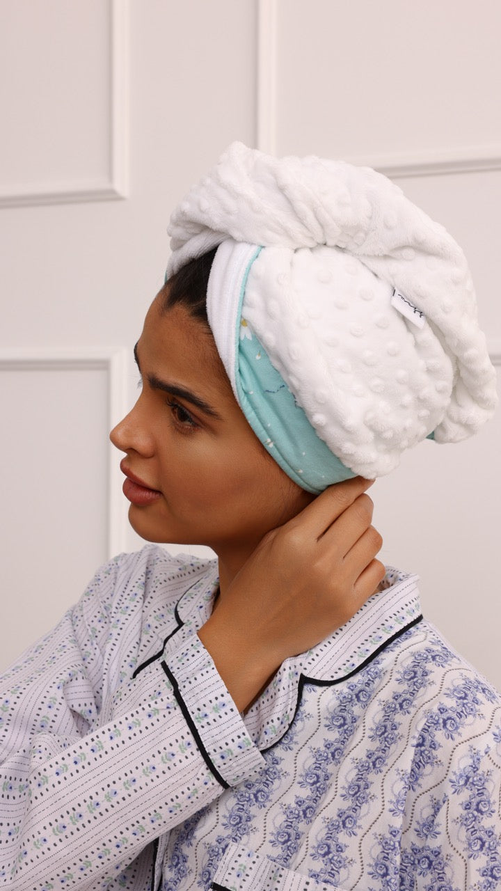 Hair Towel - Blue Sunflower