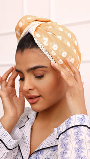 Hair Towel - Orange Flowers