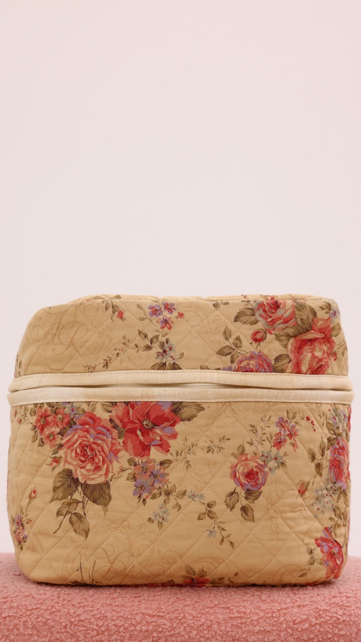 3 Piece Quilted Patchwork Pouch Set - Rustic Bloom