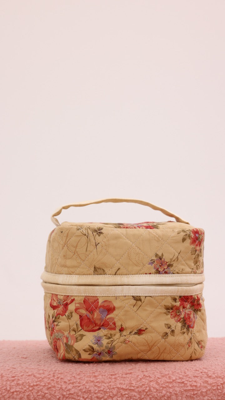 3 Piece Quilted Patchwork Pouch Set - Rustic Bloom