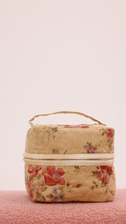 3 Piece Quilted Patchwork Pouch Set - Rustic Bloom