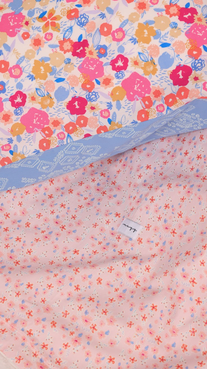 Blanket with Pillowcase - Pink Floral