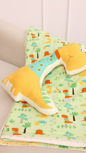 Blanket with Toy - Green Dino
