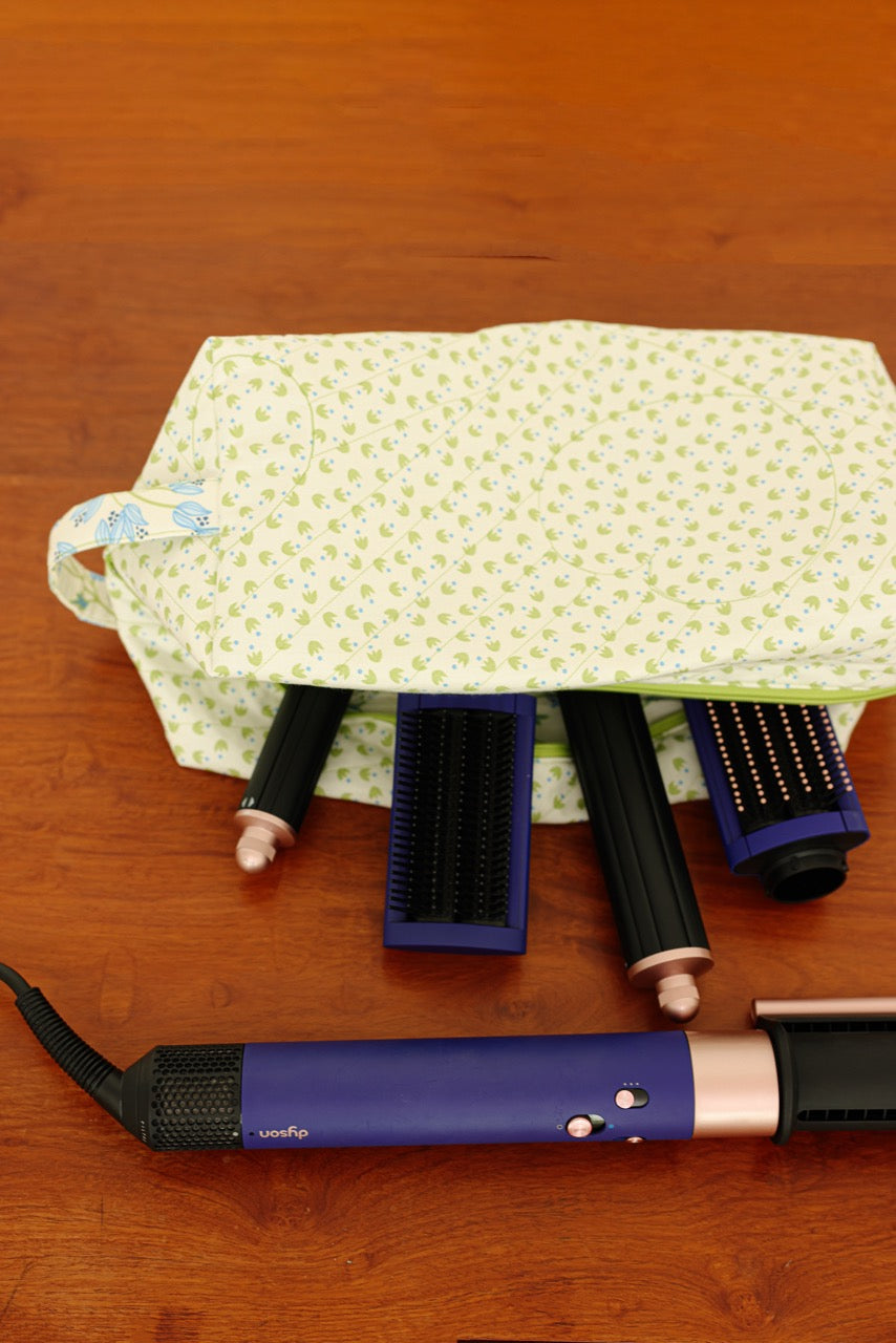 Quilted Airwrap Pouch - Green Petals