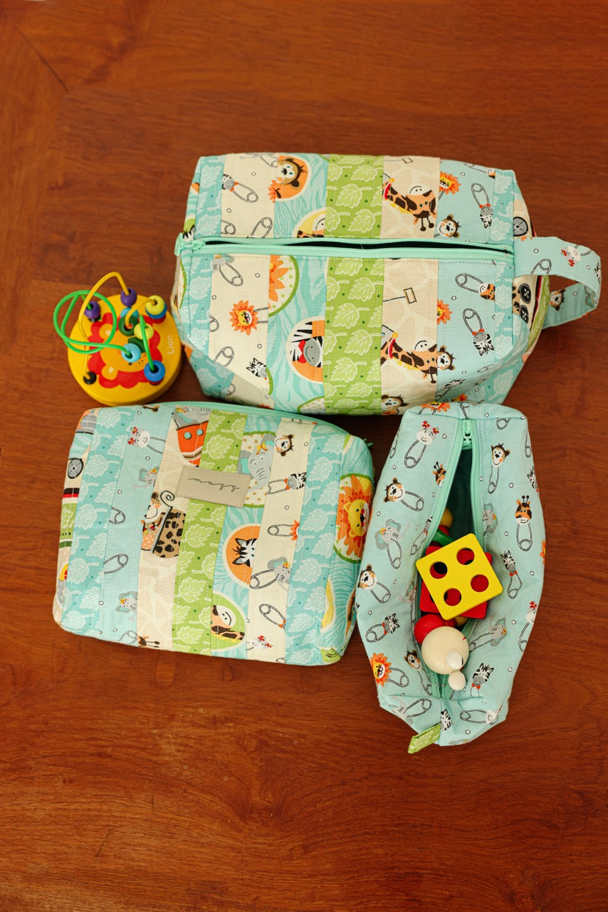 Quilted Pouch Set - Jungle Bungle Patchwork