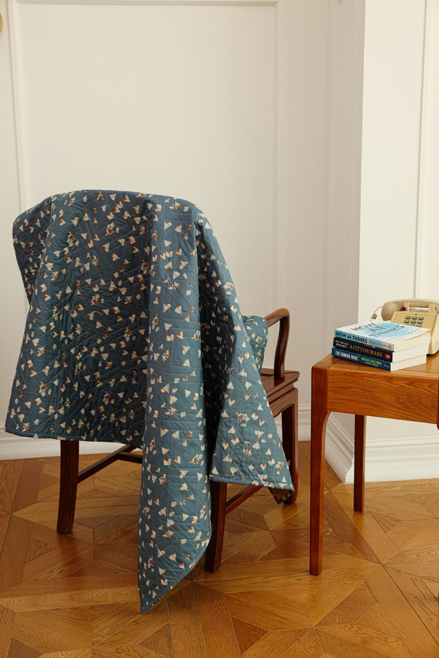 Crib Size - Brown & Blue Squares Quilt