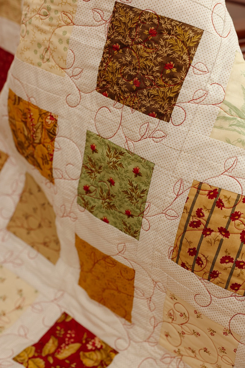 Crib Size - Brown Tone Squares Quilt