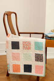 Crib Size - Squares In Turquoises Quilt