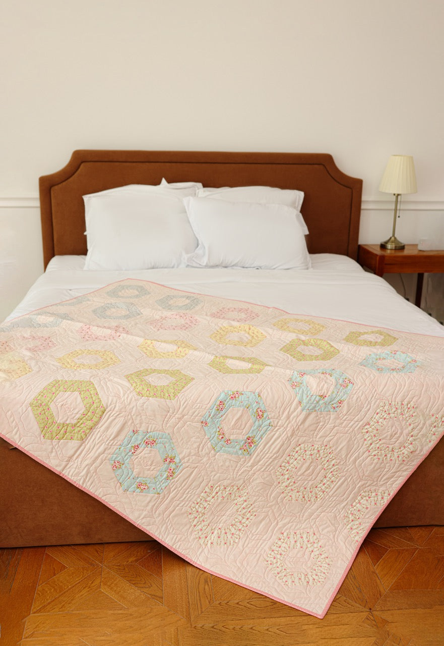Lap Size - Pink Hexagons Quilt