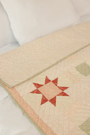 Twin Size - Peach & Sage Star Quilt