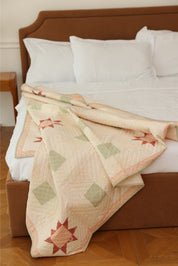 Twin Size - Peach & Sage Star Quilt