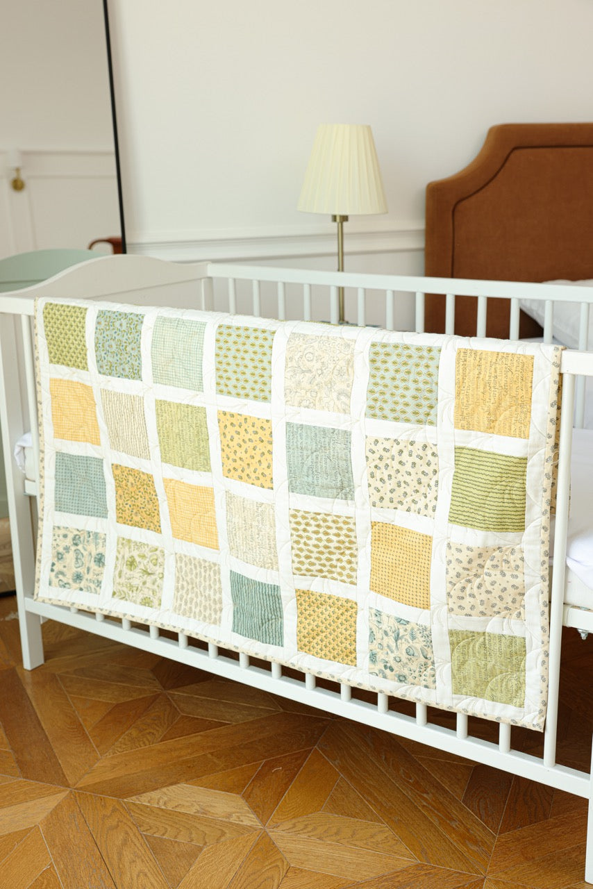 Crib Size - Greens & Blues Square Quilt
