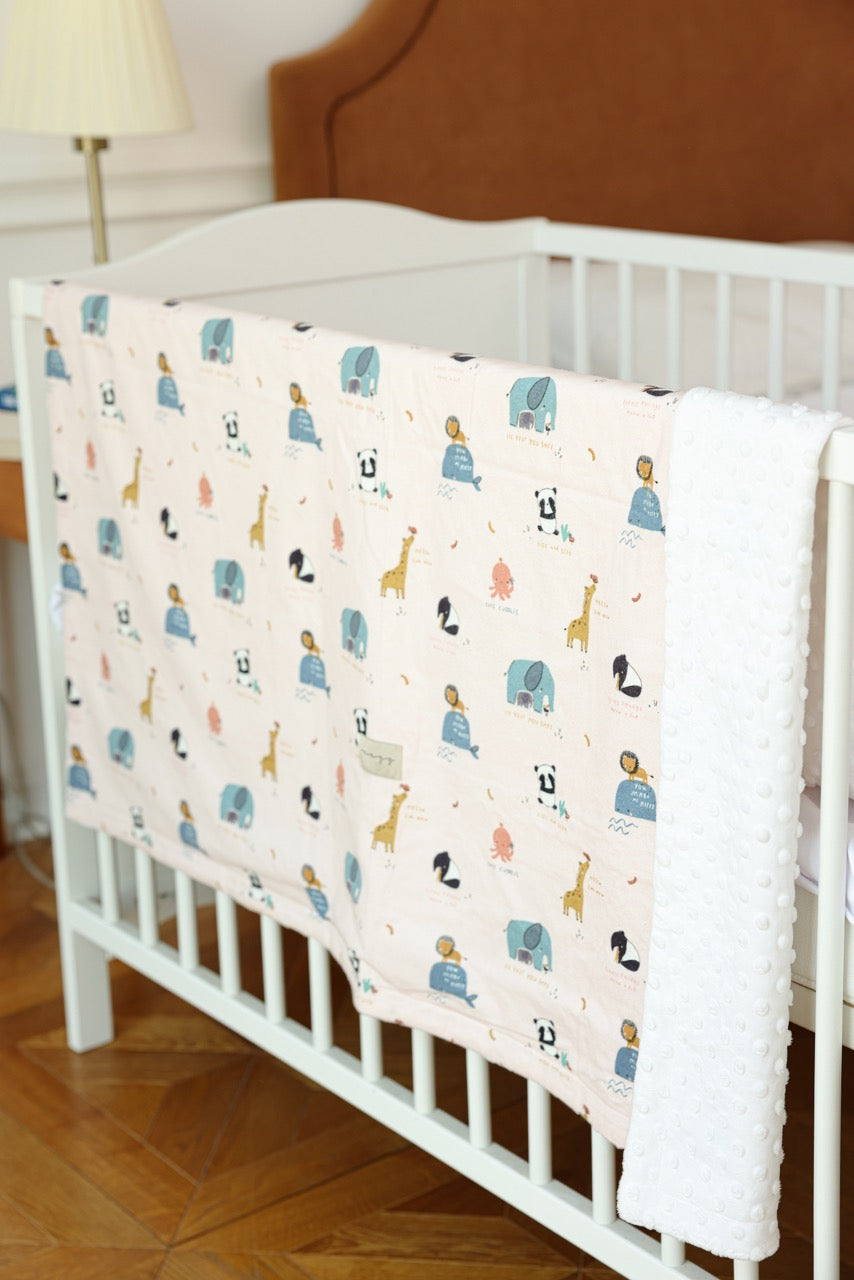 Crib Size - Lions On Whales (Pink)