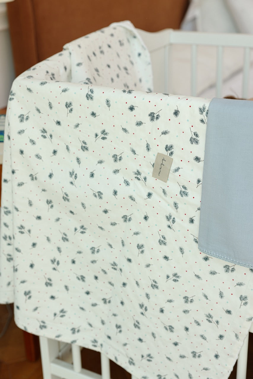 Blue Leaves Baby Set - Blanket, Doshak, Baby Jalabiya & Swaddle