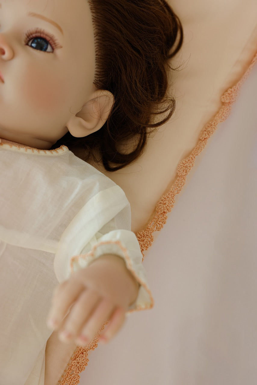 Orange Crochet Baby Set - Blanket, Doshak, Baby Jalabiya & Swaddle
