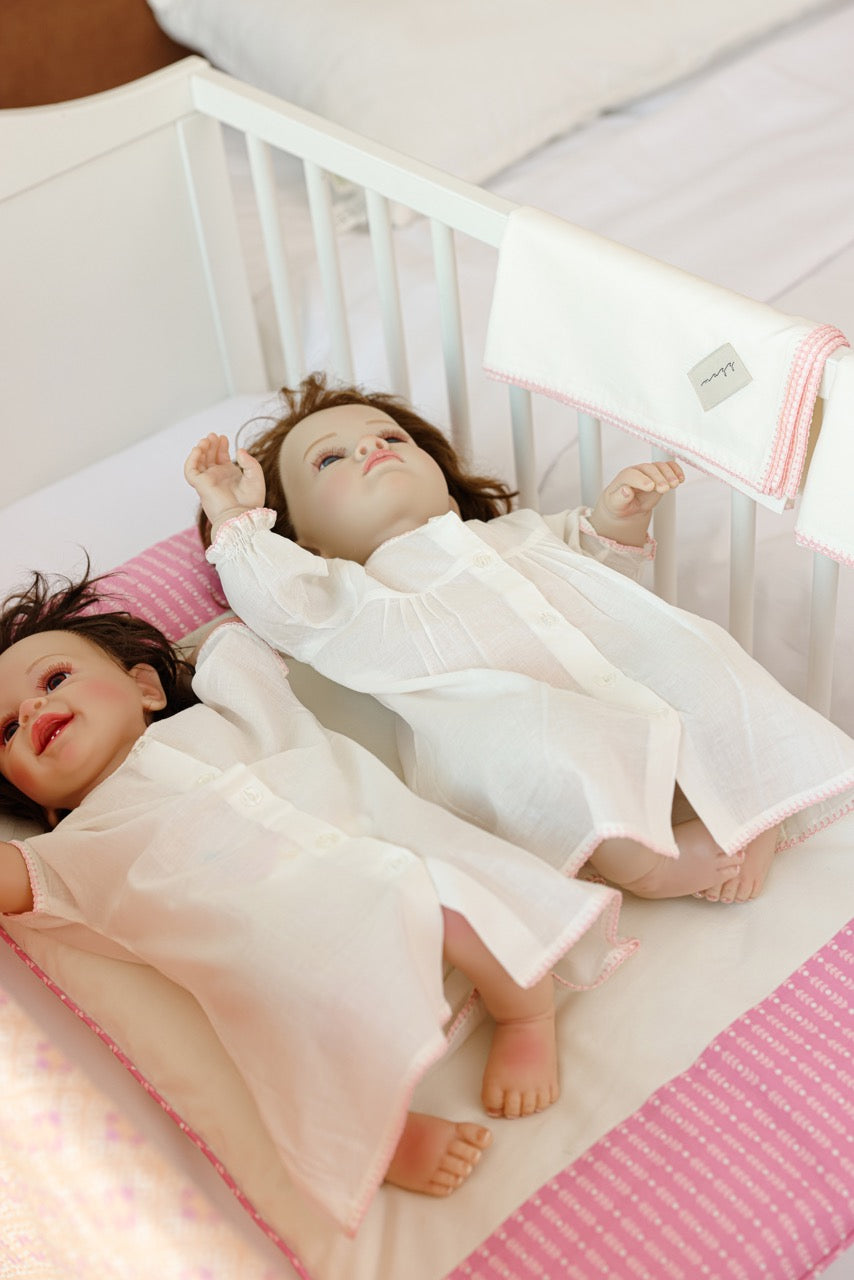 Pink Grid Baby Set - Blanket, Doshak, Baby Jalabiya & Swaddle