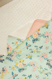 Lap Size Blanket - Blue & Pink Flowers