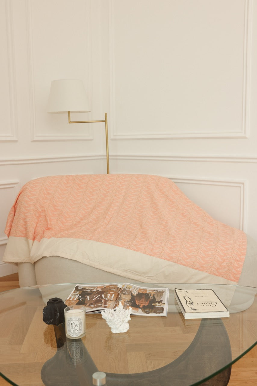 Lap Size Blanket - Peachy Feathers