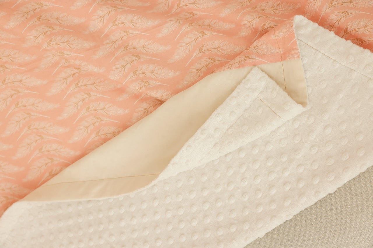 Lap Size Blanket - Peachy Feathers