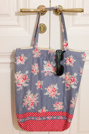 Dusty Blue Rose Quilted Tote