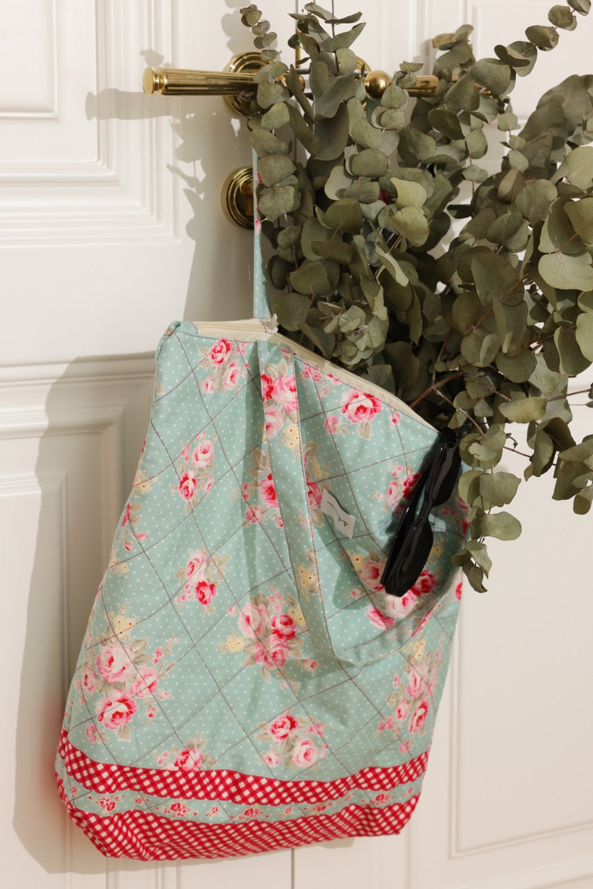 Mint Blossom Quilted Tote