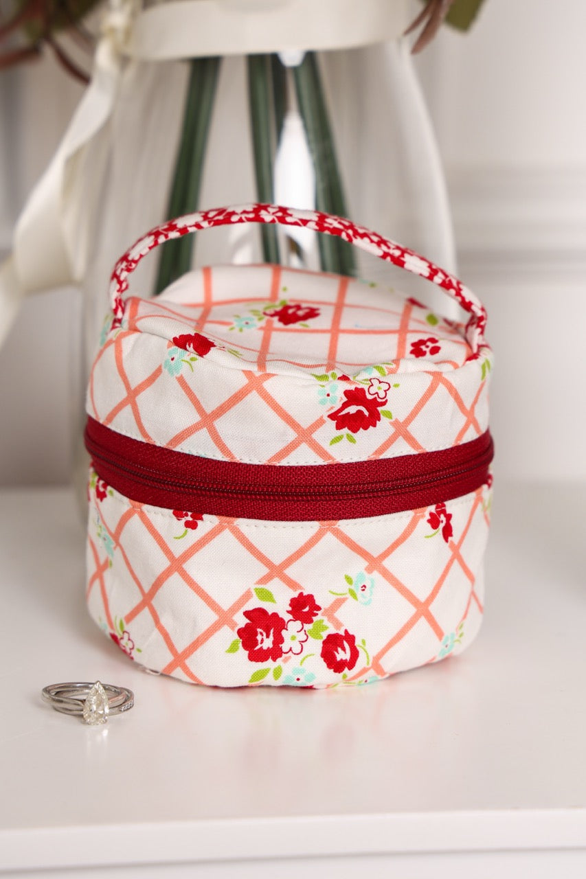 White Striped Flowers Pouch