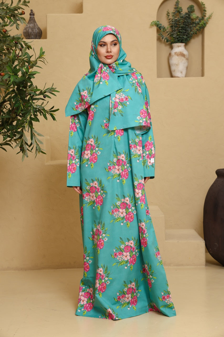 Praying Dress - Blue Bouquets