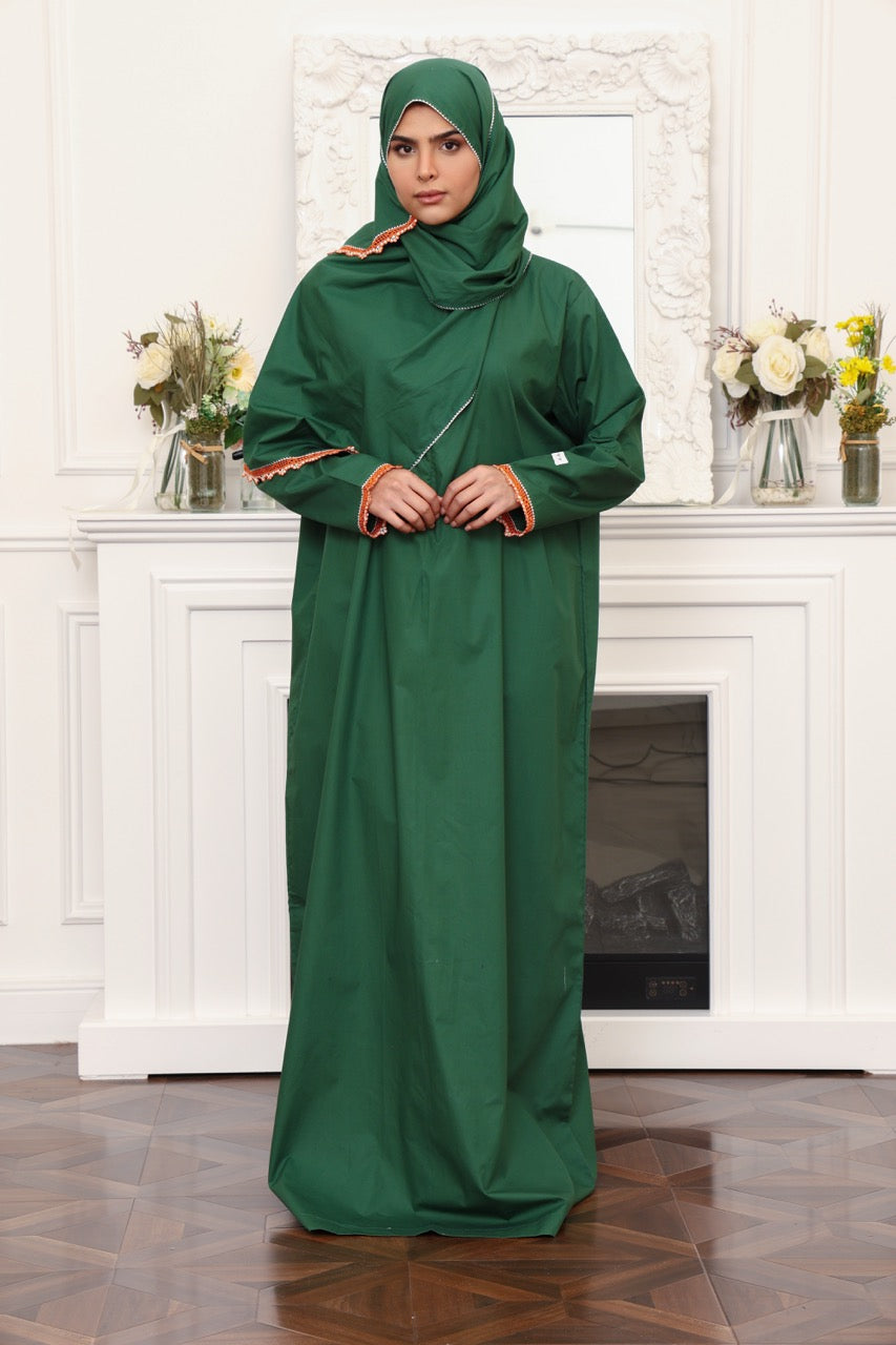 Praying Dress - Green & Orange