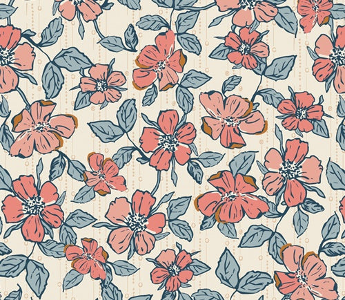 Print - Crafted Blooms Vanilla - 0.5yd