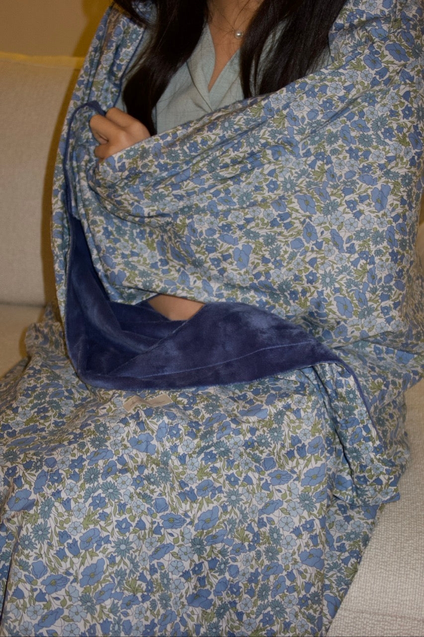 Lap Size Blanket - Liberty Poppy & Daisy Blue
