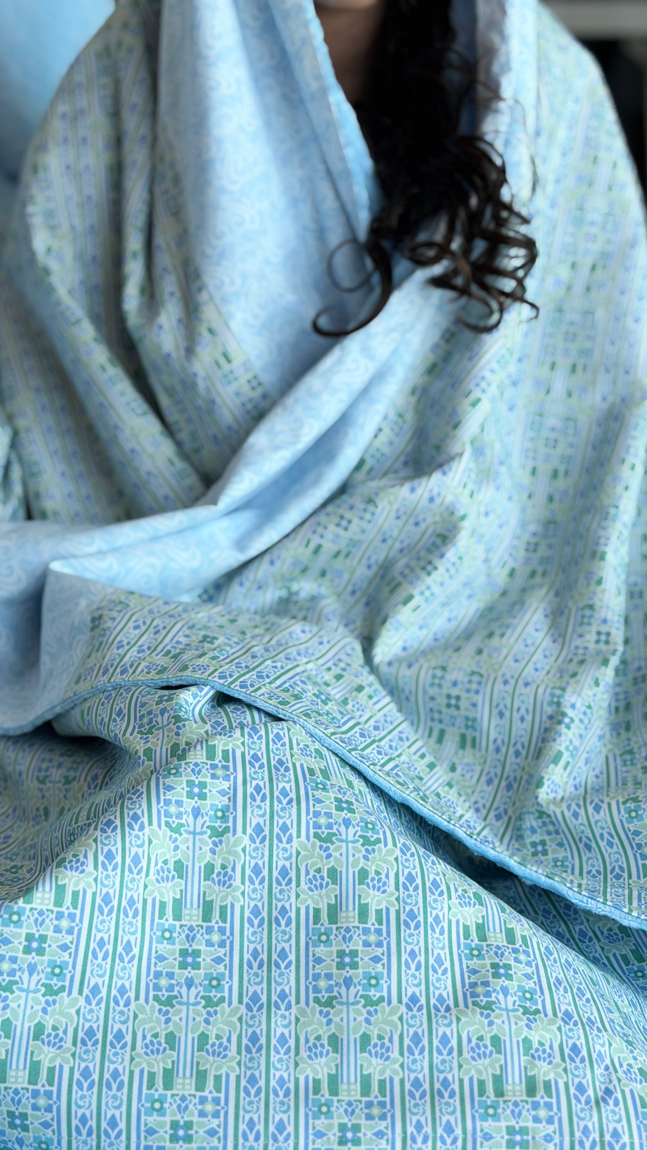 Lap Size Blanket - Liberty Palace Gardens X Nouveau Shadow Blue