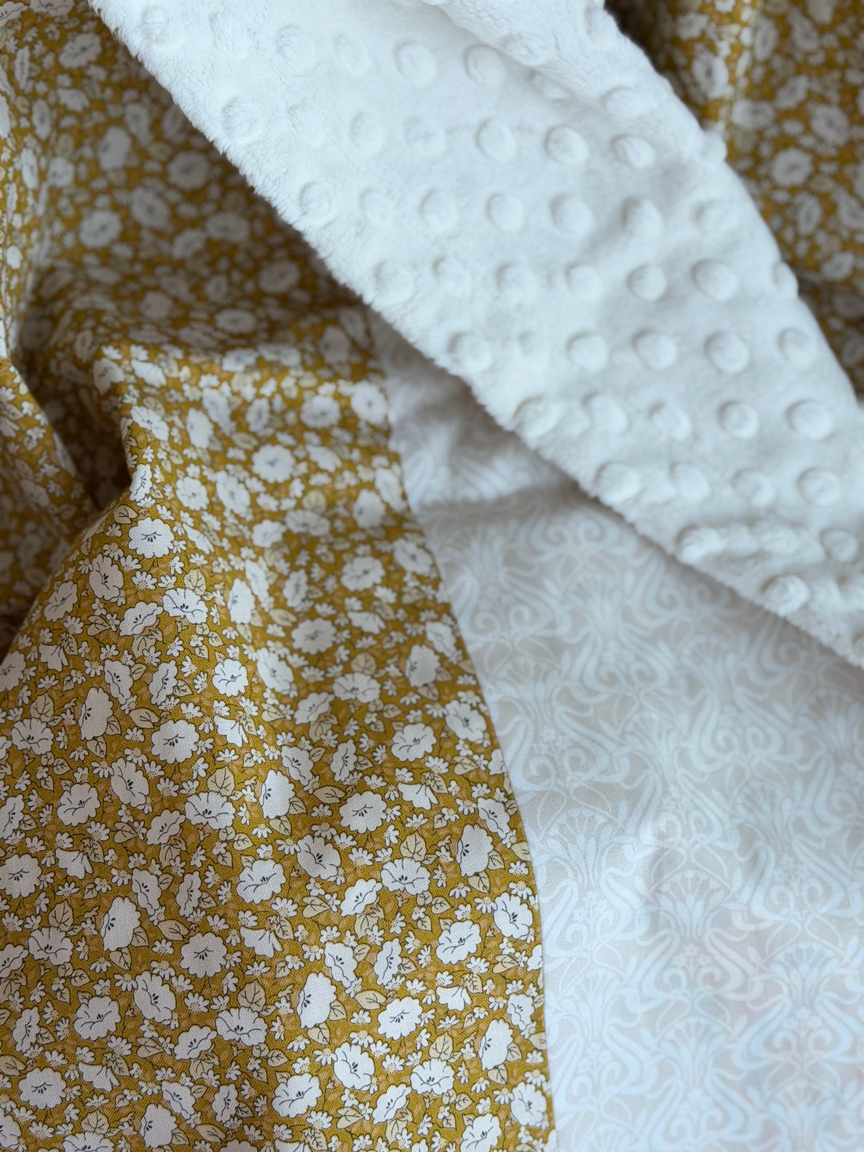 Lap Size Blanket - Liberty Tudor Celebration Mustard X Nouveau Shadow