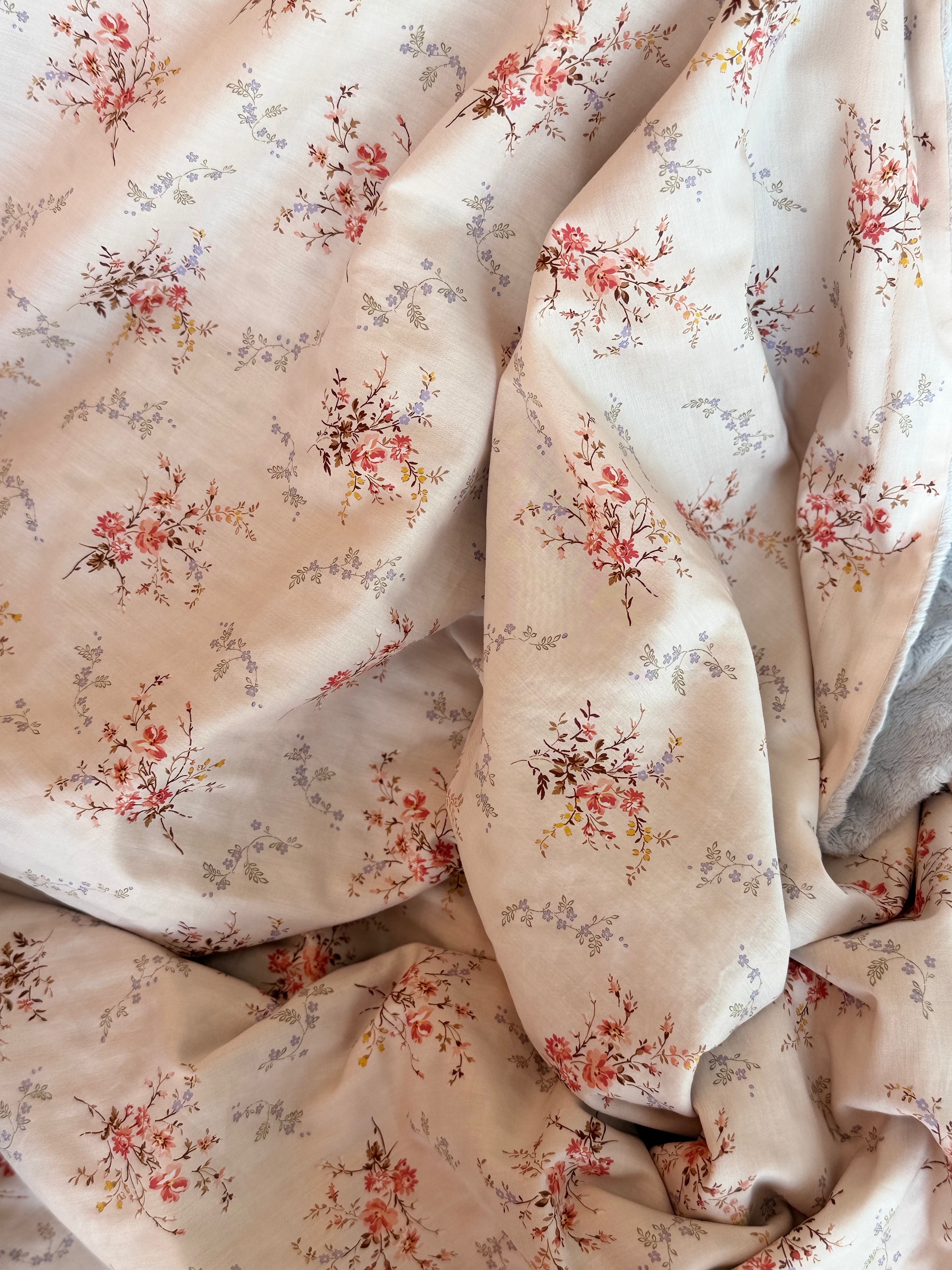 Lap Size Blanket - Liberty x Bridgerton Garden Blooms Peach