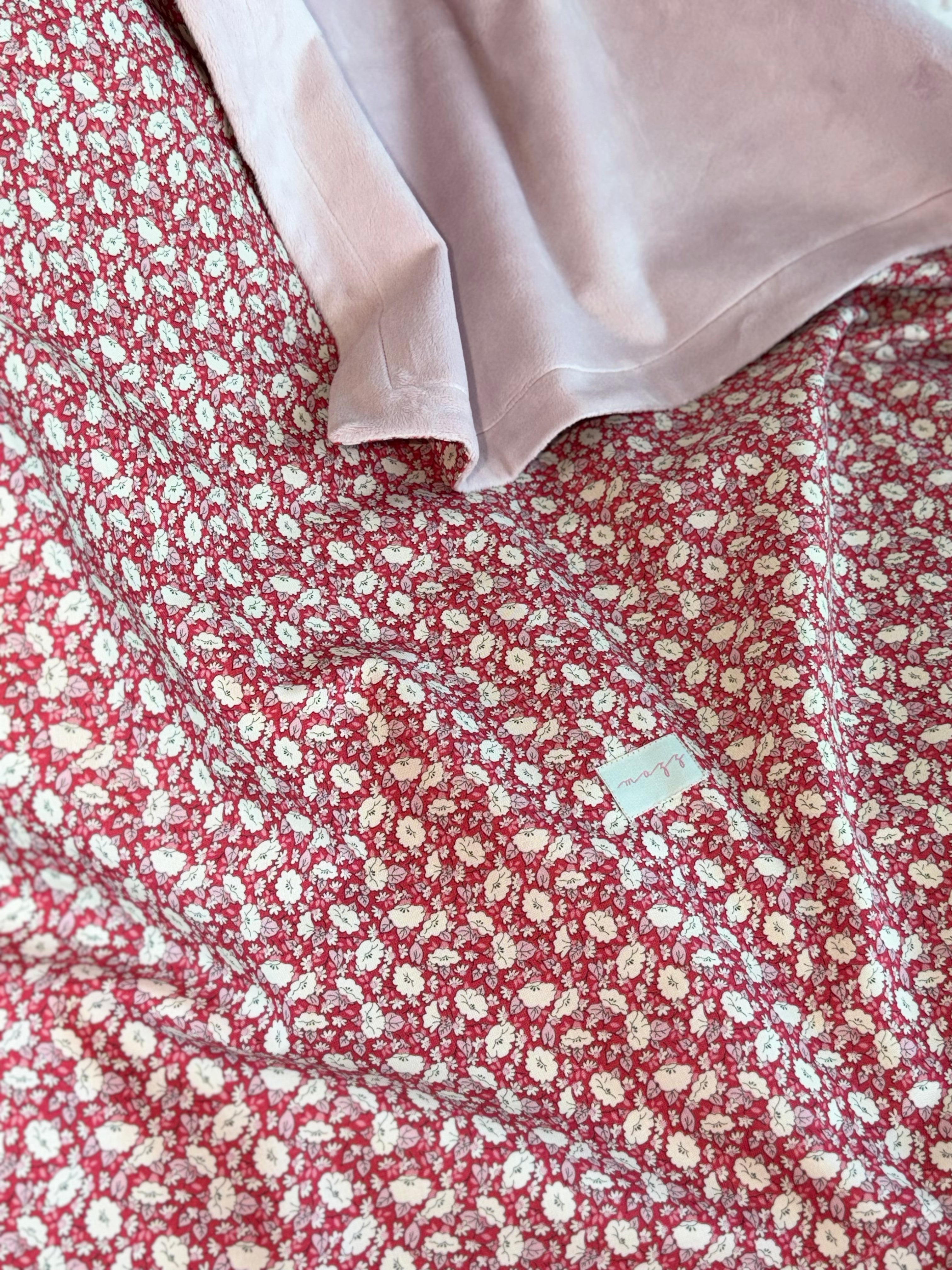 Crib Size Blanket - Liberty Tudor Celebrations Red