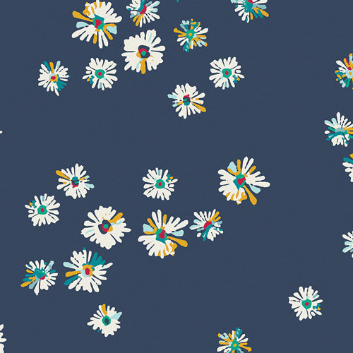 Knit - Hazy Daisies Marine - 0.5yd