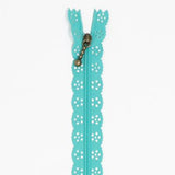 Lace Zipper 14"  - Robin's Egg Blue