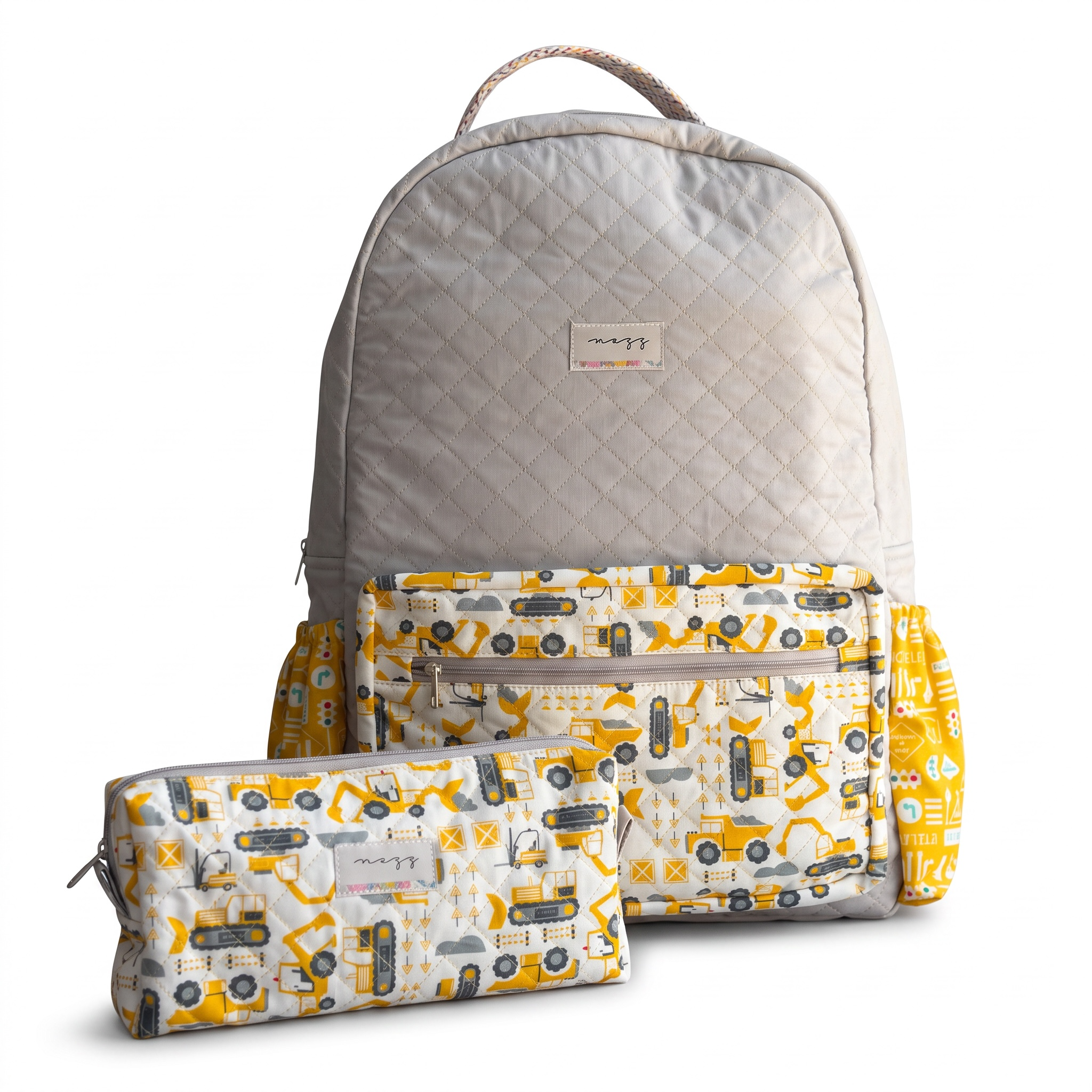 Quilted Construction Backpack & Pencil Case Set