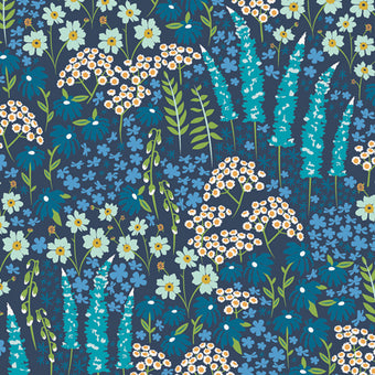 Rayon - Blue Bank Flora - 0.5yd