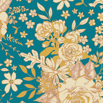 Rayon - Floral Universe Turquoise - 0.5yd