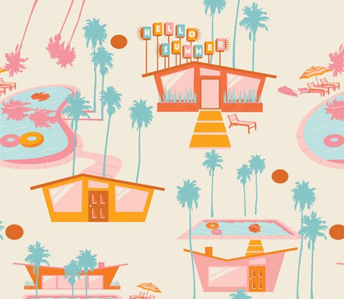 Print - Hello Summer Hot - 0.5yd