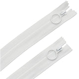 8" White Zipper With Hoop Pull