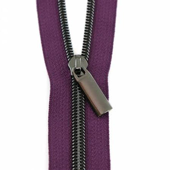 Nylon Zipper - Purple Tape Gunmetal