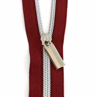 Nylon Zipper -  Burgundy Tape Nickle