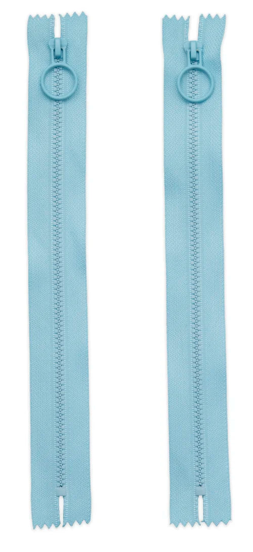16" Light Blue Zipper With Hoop Pull