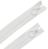 20" White Zipper with Hoop Pull